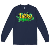 Navy lucky mama st patricks Long Sleeve Tee - HowdyJamesFarm