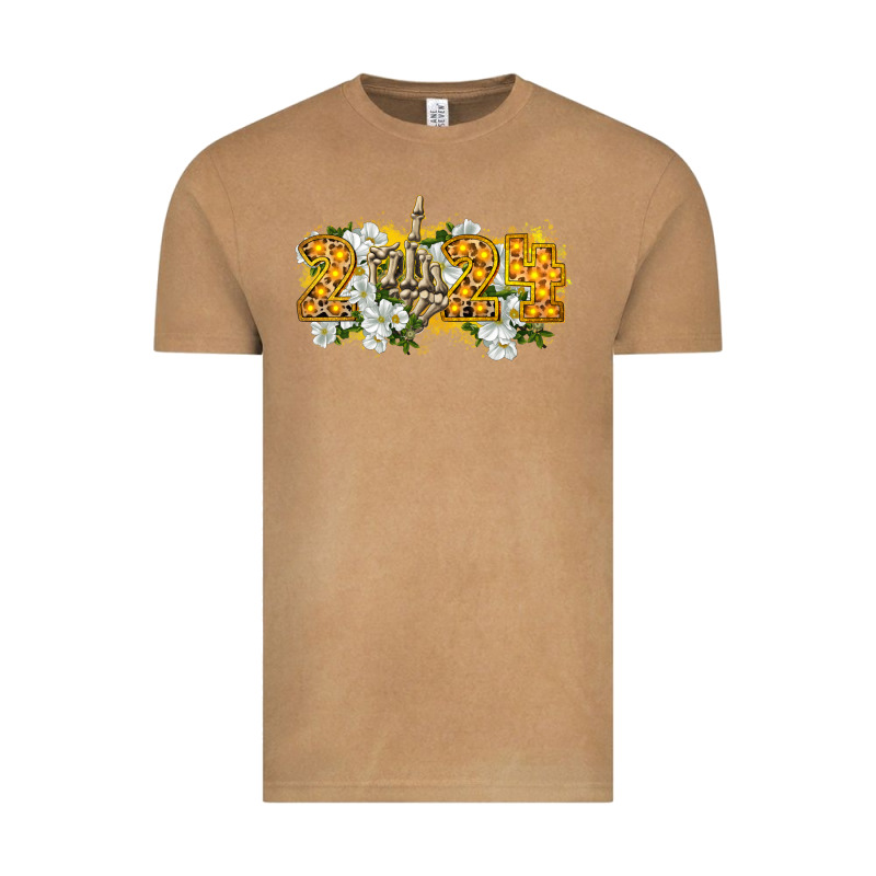 2024 Skeleton Middle Finger New Year Vintage Tee by CowGirlArtShop | Teevron