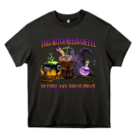 Asphalt this witch needs coffee before any hocus pocus Heavy Core Tee - BarkalooDesign