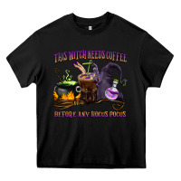 Black this witch needs coffee before any hocus pocus Heavy Core Tee - BarkalooDesign