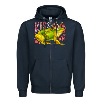 Navy kiss me frog Zipper Hoodie - RacoonDesign