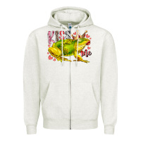 Oatmeal Heather kiss me frog Zipper Hoodie - RacoonDesign