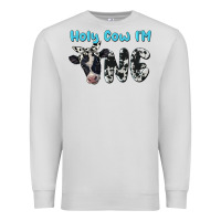 Dove Grey holy cow i'm one Premium Sweatshirt - BarkalooDesign