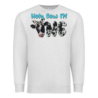 Oatmeal Heather holy cow i'm one Premium Sweatshirt - BarkalooDesign