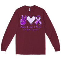 Burgundy Peace Love Cure Odgkins Lympoma Long Sleeve Tee - Jasminsmagicworld
