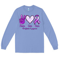 Colony Blue Peace Love Cure Odgkins Lympoma Long Sleeve Tee - Jasminsmagicworld