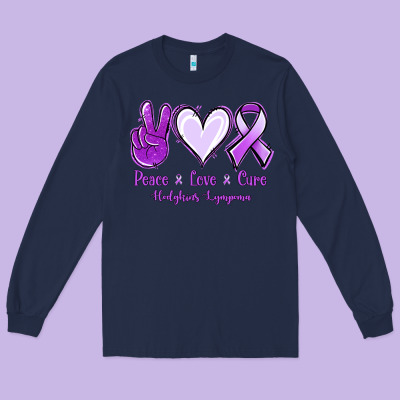 Peace Love Cure Odgkins Lympoma Long Sleeve Tee Designed By Jasminsmagicworld