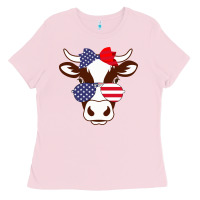 Bubblegum Pink Cow 4Th Of July Independence Day Ladies Tee - Bettercallsaul