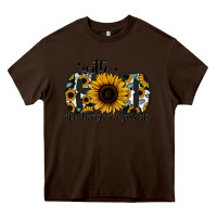 Chocolate Brown with god all things are possible sunflower Heavy Core Tee - Jasminsmagicworld