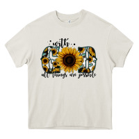 Cream with god all things are possible sunflower Heavy Core Tee - Jasminsmagicworld