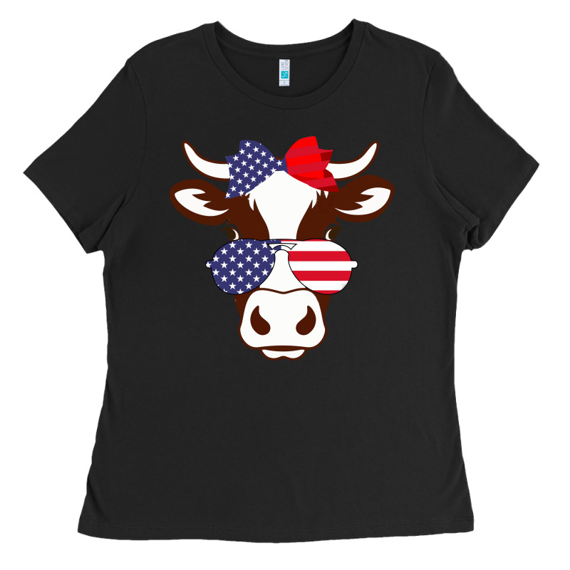 Cow 4th Of July Independence Day Ladies Tee by Bettercallsaul | Teevron