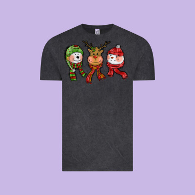 Christmas Reindeer Polar Bear Snowman Vintage Tee Designed By Cowgirlartshop