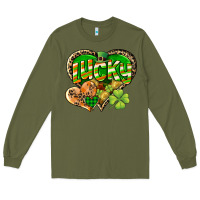 Army Green Lucky heart St. Patrick's Day Long Sleeve Tee - CowGirlArtShop