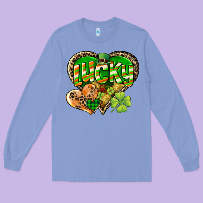 Lucky Heart St. Patrick's Day Long Sleeve Tee Designed By Cowgirlartshop