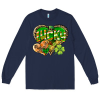 Navy Lucky heart St. Patrick's Day Long Sleeve Tee - CowGirlArtShop