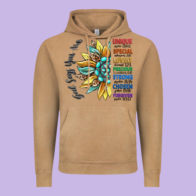 God Says You Are Unique Vintage Hoodie Designed By Cowgirlartshop