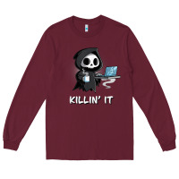 Burgundy killin' it shirt funny grim reaper halloween sarcasm Long Sleeve Tee - trangStudio