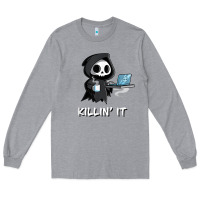Heather Grey killin' it shirt funny grim reaper halloween sarcasm Long Sleeve Tee - trangStudio