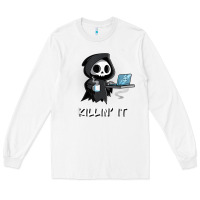 White killin' it shirt funny grim reaper halloween sarcasm Long Sleeve Tee - trangStudio
