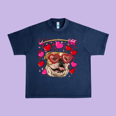 Valentine's Day  Brown English Bulldog Urban Heavy Tee Designed By Ranaportraitstore