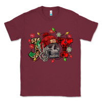 Burgundy Christmas Joy skeleton Classic Tee - NancyCooperArtShop