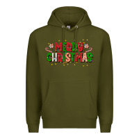 Army Green festive merry christmas greeting Premium Hoodie - CowhideDigitalArt