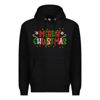 Black festive merry christmas greeting Premium Hoodie - CowhideDigitalArt