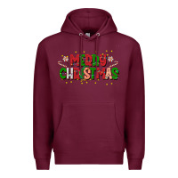 Burgundy festive merry christmas greeting Premium Hoodie - CowhideDigitalArt
