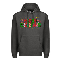 Charcoal Heather festive merry christmas greeting Premium Hoodie - CowhideDigitalArt