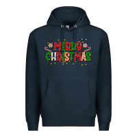 Navy festive merry christmas greeting Premium Hoodie - CowhideDigitalArt