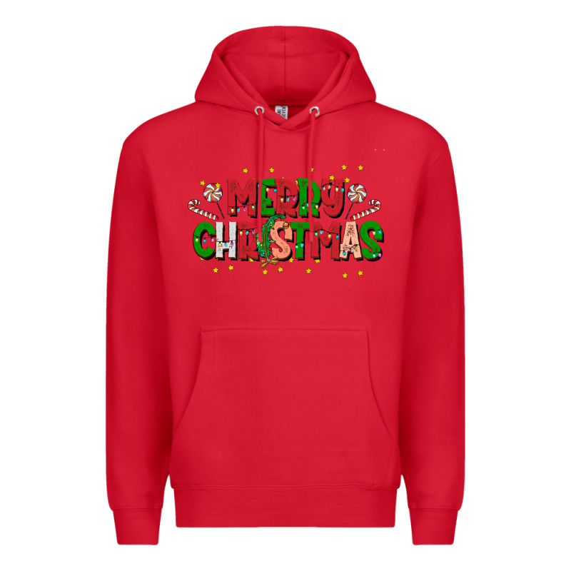 Festive Merry Christmas Greeting Premium Hoodie by CowhideDigitalArt | Teevron