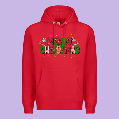 Festive Merry Christmas Greeting Premium Hoodie Designed By Cowhidedigitalart