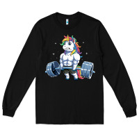 Black Unicorn Weightlifting T Fitness Gym Deadlift Rainbow Gifts Party Men W Long Sleeve Tee - trangStudio