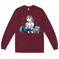 Burgundy Unicorn Weightlifting T Fitness Gym Deadlift Rainbow Gifts Party Men W Long Sleeve Tee - trangStudio