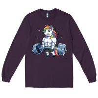Plum Unicorn Weightlifting T Fitness Gym Deadlift Rainbow Gifts Party Men W Long Sleeve Tee - trangStudio