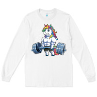 White Unicorn Weightlifting T Fitness Gym Deadlift Rainbow Gifts Party Men W Long Sleeve Tee - trangStudio