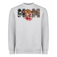 Heather Grey mom cow Heavyweight Sweatshirt - CowhideDigitalArt