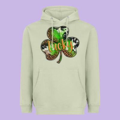 St. Patricks Day Lucky Shamrock Heavyweight Hoodie Designed By Barkaloodesign