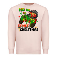 Pale Pink ho ho ho gamer Christmas Premium Sweatshirt - BarkalooDesign