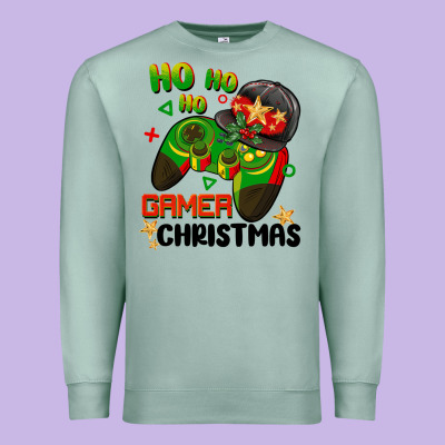 Ho Ho Ho Gamer Christmas Premium Sweatshirt Designed By Barkaloodesign