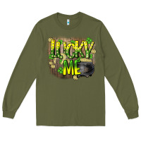 Army Green lucky me st. patricks day Long Sleeve Tee - HowdyJamesFarm