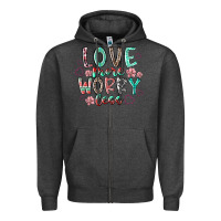 Charcoal Heather love more worry less Zipper Hoodie - RacoonDesign