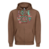 Chestnut love more worry less Zipper Hoodie - RacoonDesign