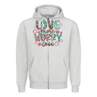 Dove Grey love more worry less Zipper Hoodie - RacoonDesign
