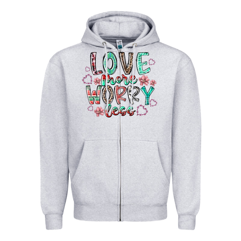 Love More Worry Less Zipper Hoodie by RacoonDesign | Teevron