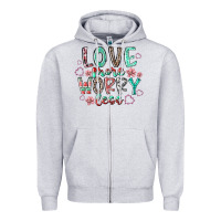 Heather Grey love more worry less Zipper Hoodie - RacoonDesign