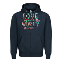 Navy love more worry less Zipper Hoodie - RacoonDesign