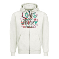 Oatmeal Heather love more worry less Zipper Hoodie - RacoonDesign
