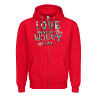 Red love more worry less Zipper Hoodie - RacoonDesign