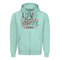 Seafoam love more worry less Zipper Hoodie - RacoonDesign